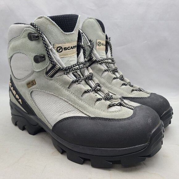 Scarpa ZG Trek GTX Boots Men US Sz 7 Gray Black Waterproof Mountaineering Hiking - Picture 1 of 12